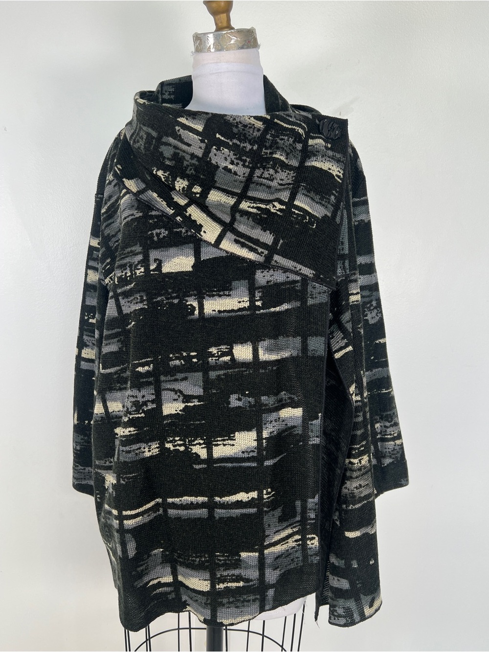 Ali Miles NWOT Asymmetrical Black & Gray Knit Sweater Tunic Top XL